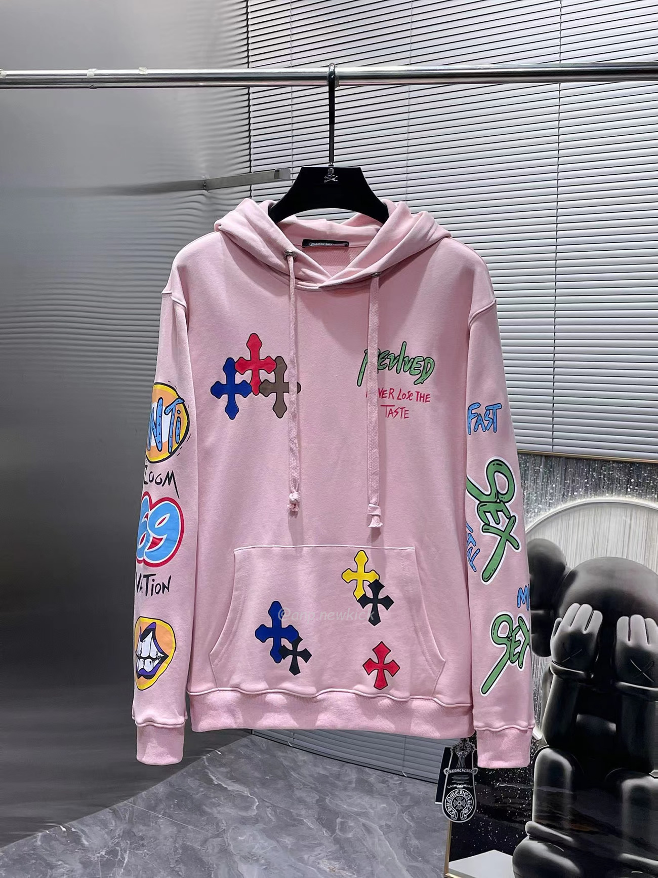 Chrome Hoodie Women Pullover Hip Hop Pink (2) - newkick.cc